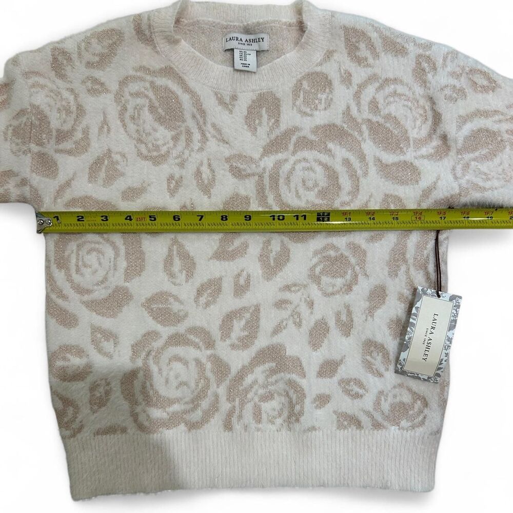 NWT Laura Ashley Women's Pink Rose Floral Sweater - Picture 4 of 6